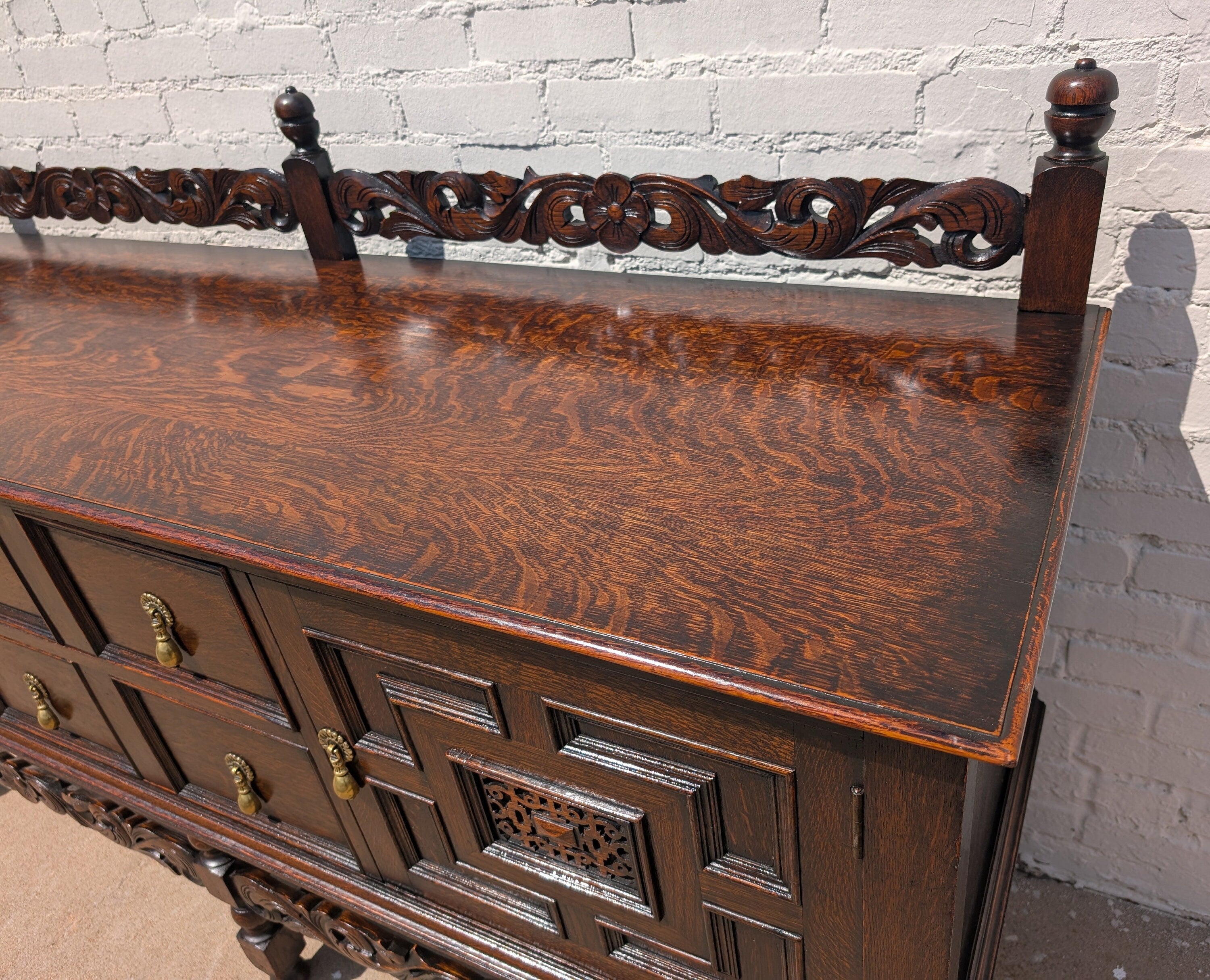 Old English Carved Oak Cabinet