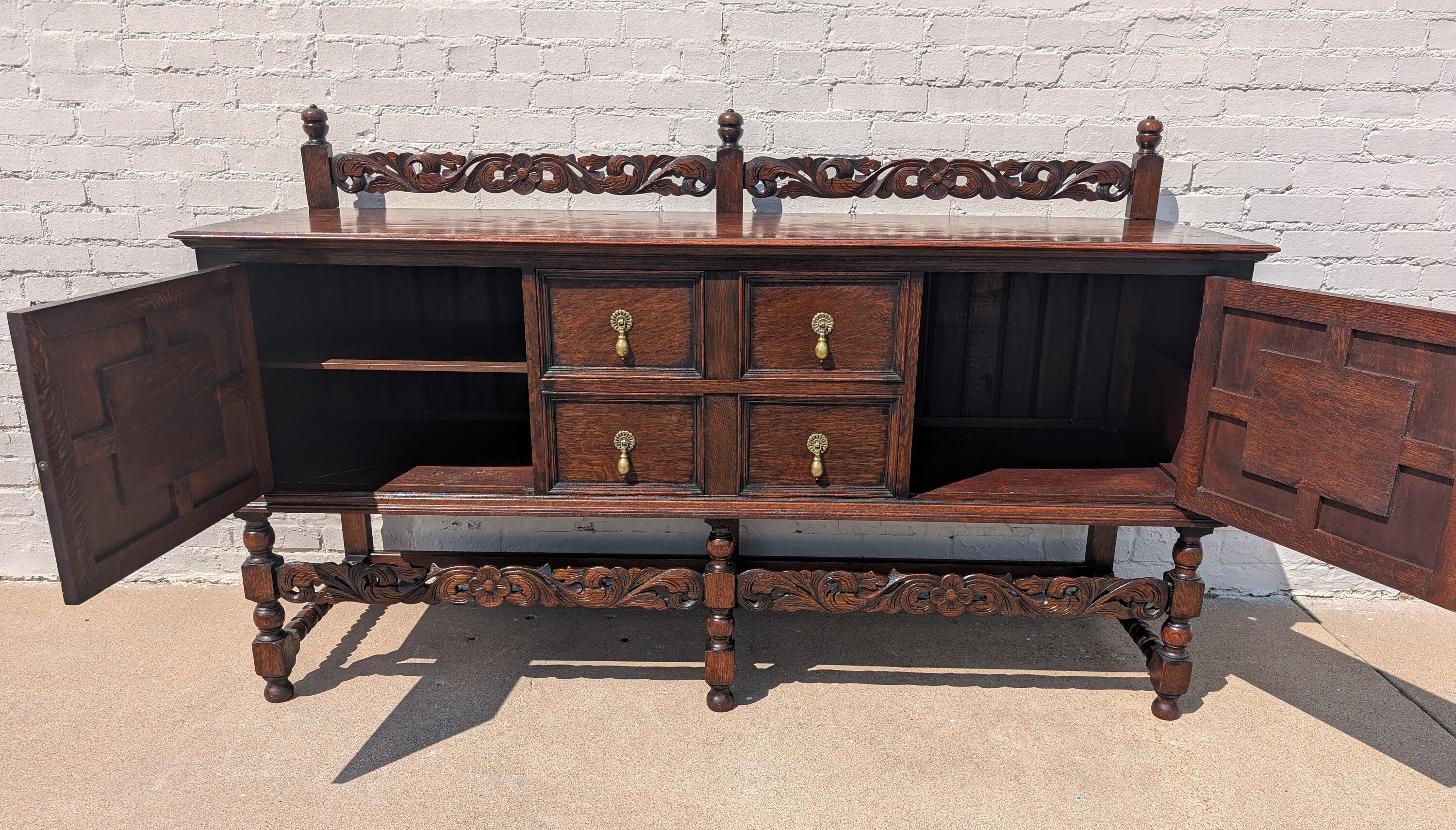 Old English Carved Oak Cabinet