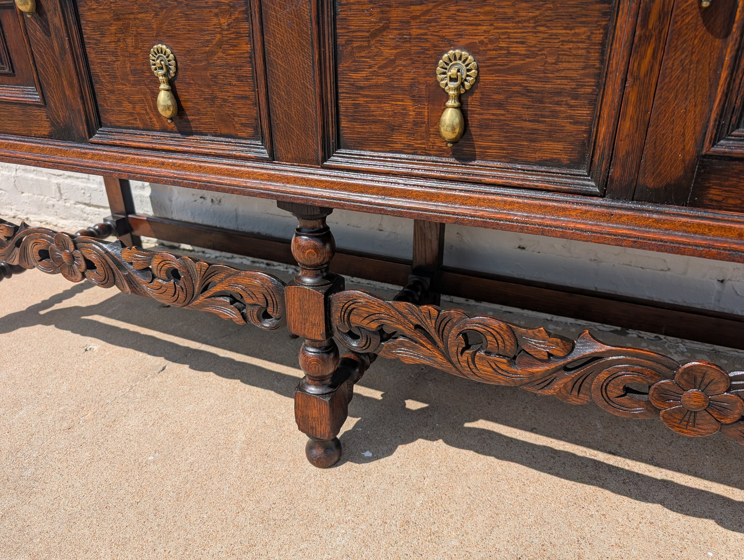 Old English Carved Oak Cabinet