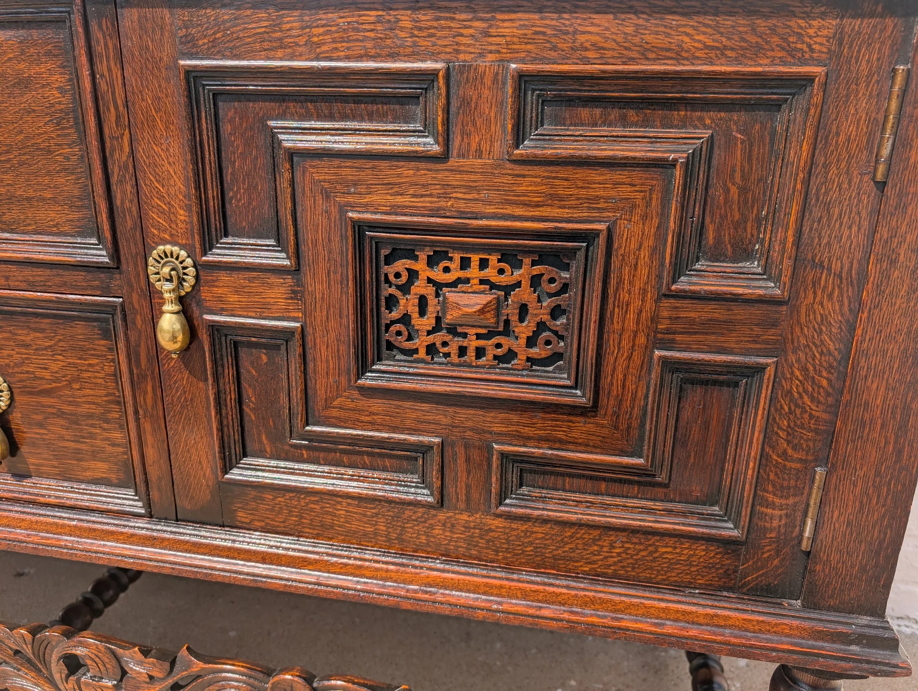 Old English Carved Oak Cabinet