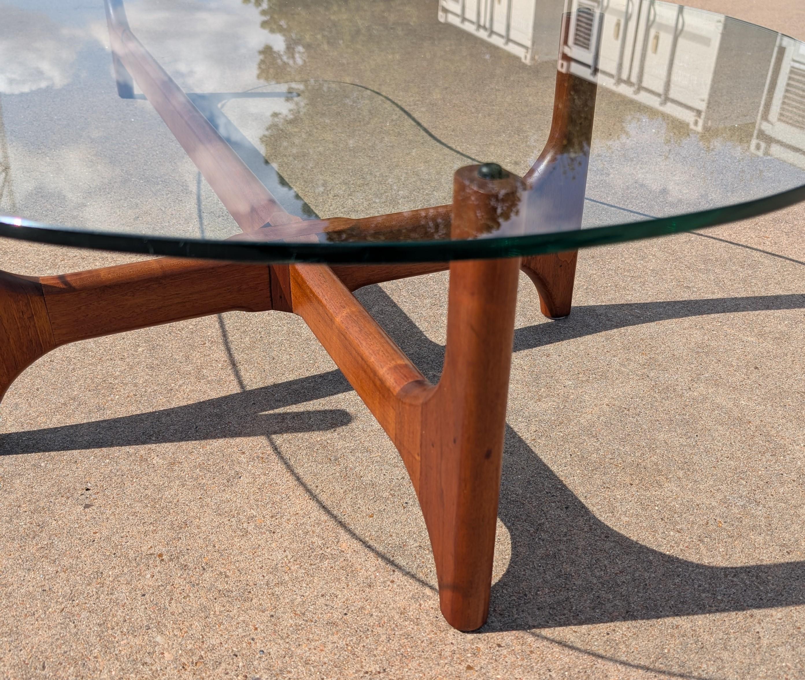 Mid Century Modern Adrian Pearsall Inspired Glass top Coffee Table