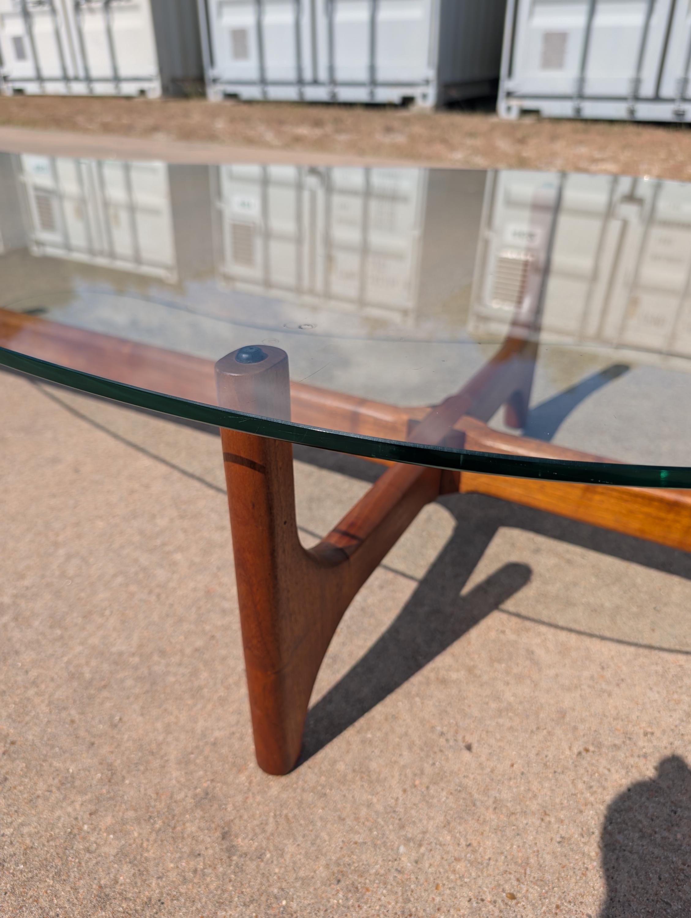 Mid Century Modern Adrian Pearsall Inspired Glass top Coffee Table