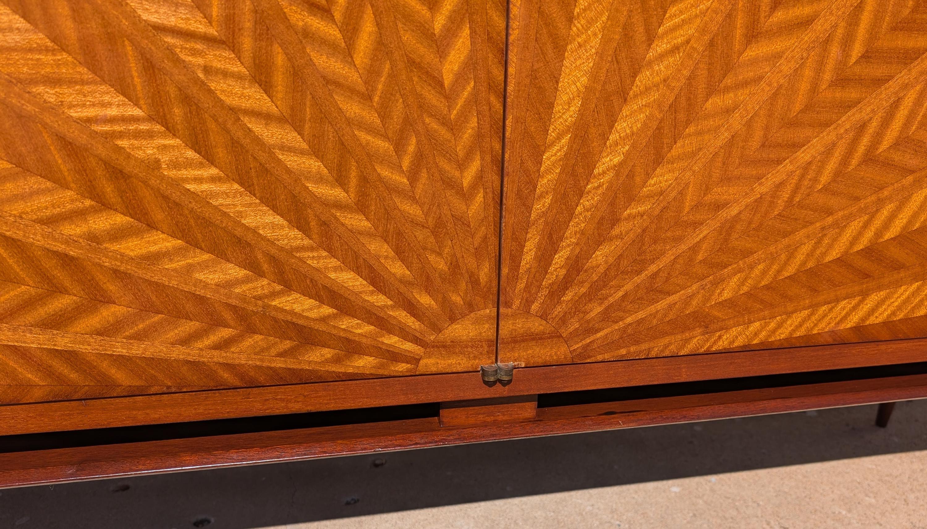 Mid Century French Modern Lacquered Sunburst Sideboard
