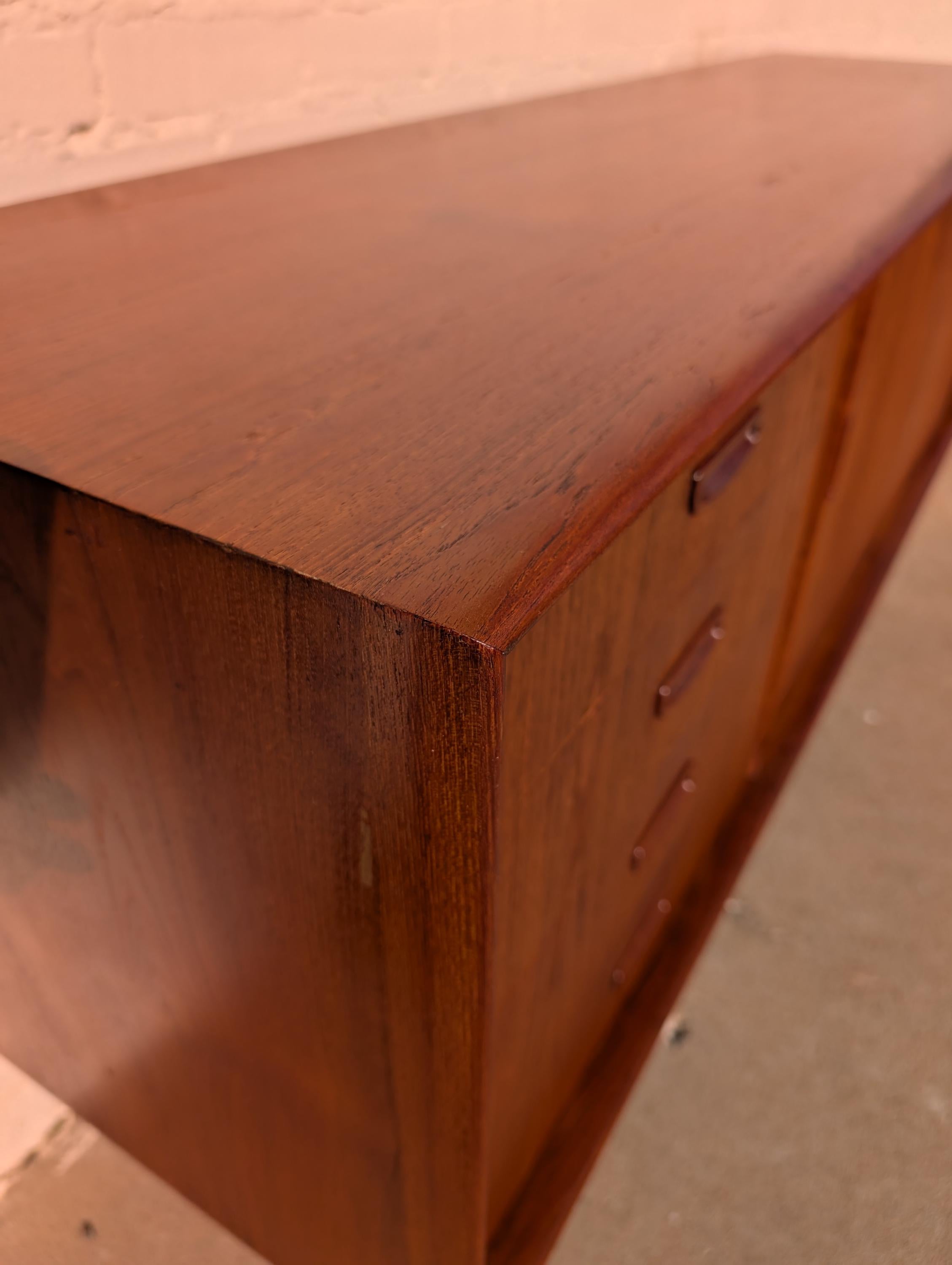 Mid Century English Modern Dalescraft Teak Tambour Door Credenza