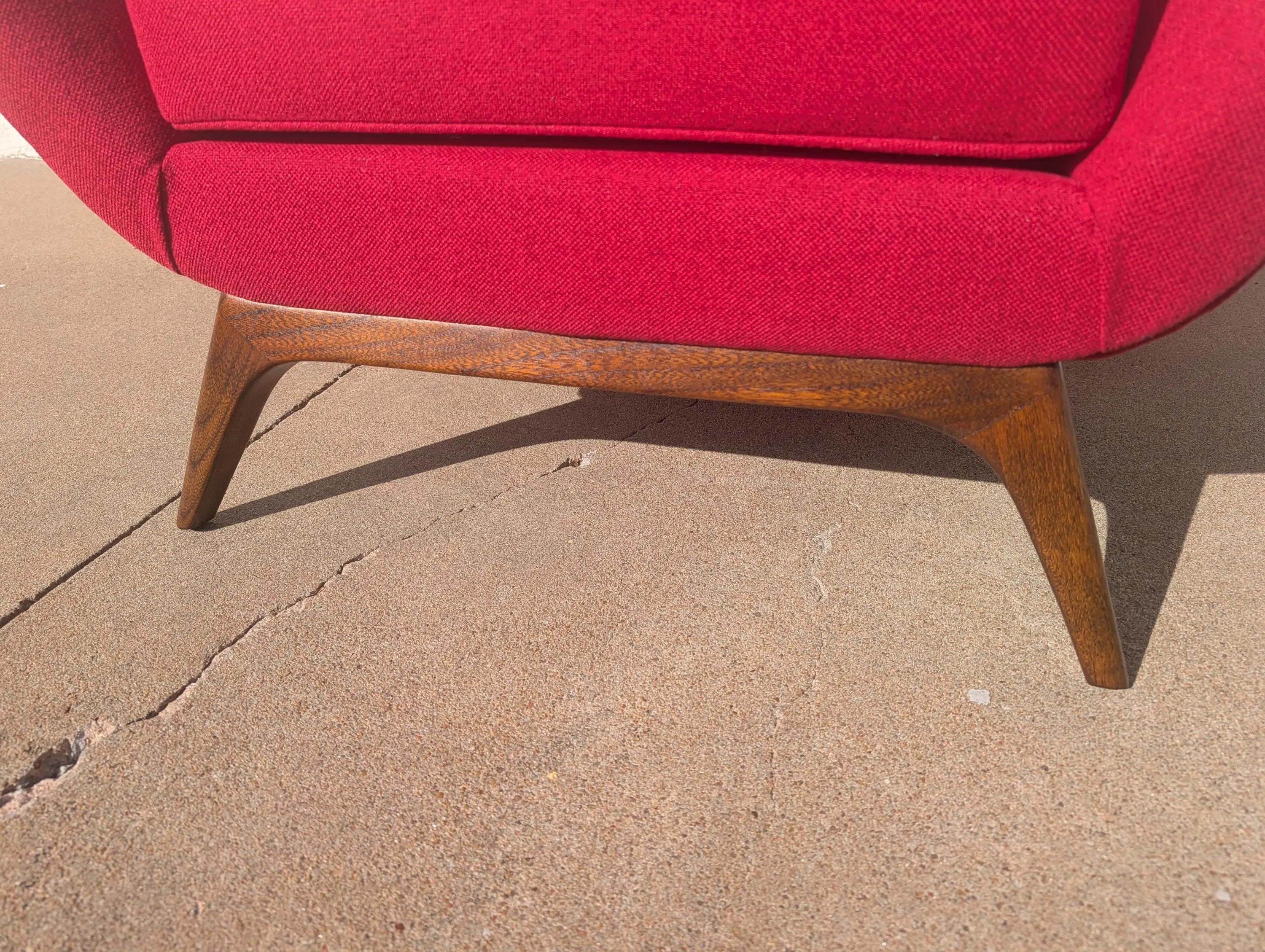 Mid Century Modern High Back Lounge Chair in Red