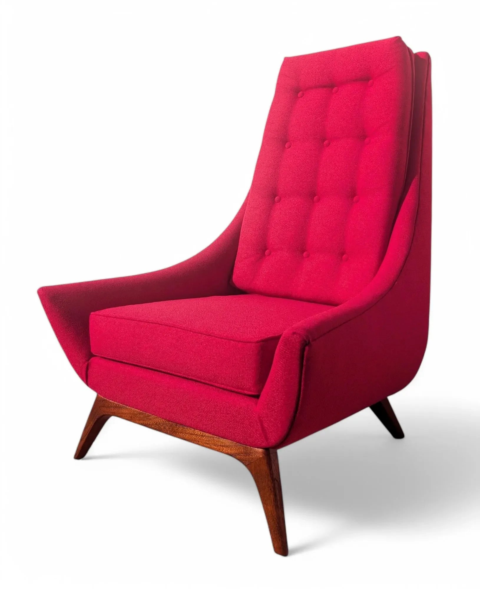 Mid Century Modern High Back Lounge Chair in Red
