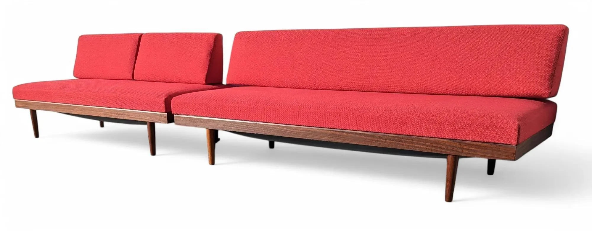 Mid Century Scandinavian Red Sleeper Sectional