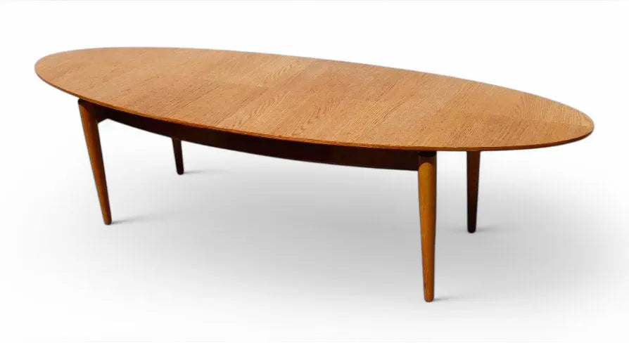 Mid Century Scandinavian Modern Oak Surfboard Coffee Table
