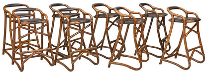 Modern Bamboo and Vinyl Barstools