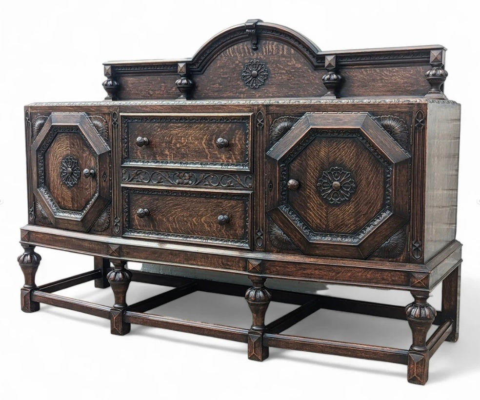 English Tudor Oak Sideboard