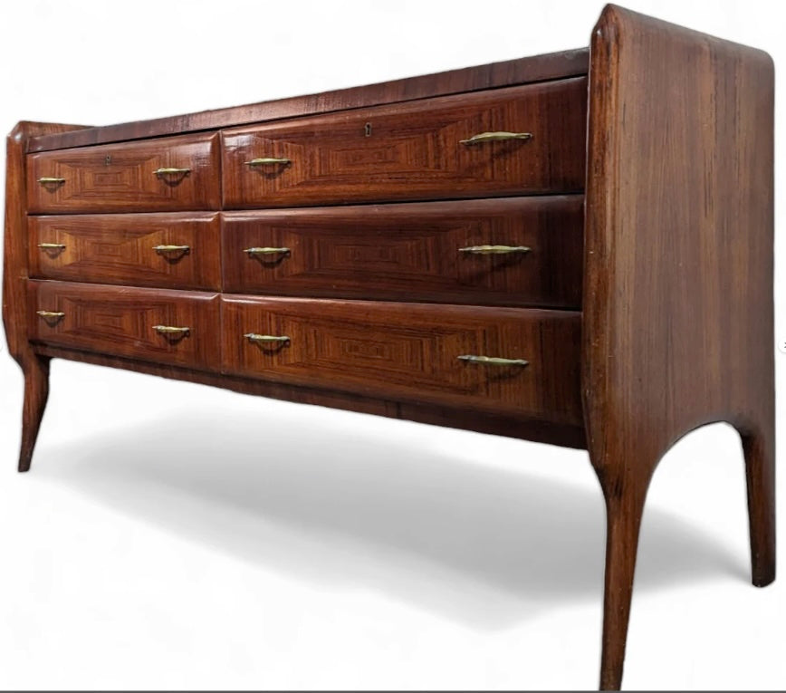 Italian Rosewood Herringbone Pattern Dresser