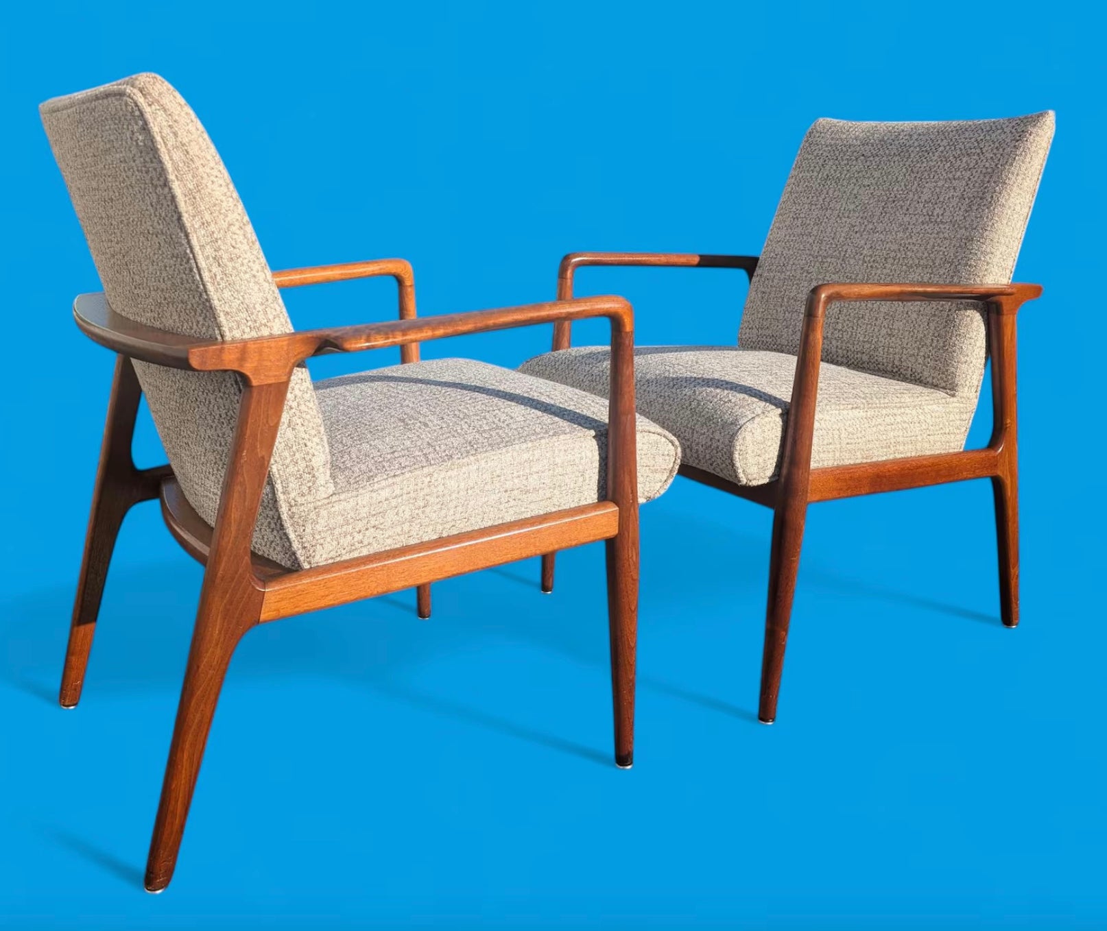 Mid-Century Modern Walnut Side Chairs – Pair