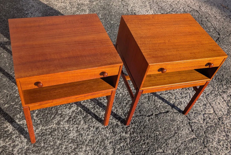 Mid Century Danish Modern Teak Nightstands by Engstrom and Myrstrand