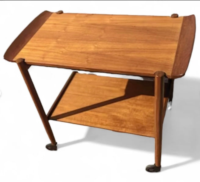 Mid Century Danish Modern Teak Rolling Bar