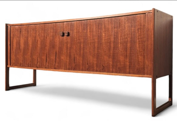 Mid Century Danish Modern Teak Tambour Door Credenza