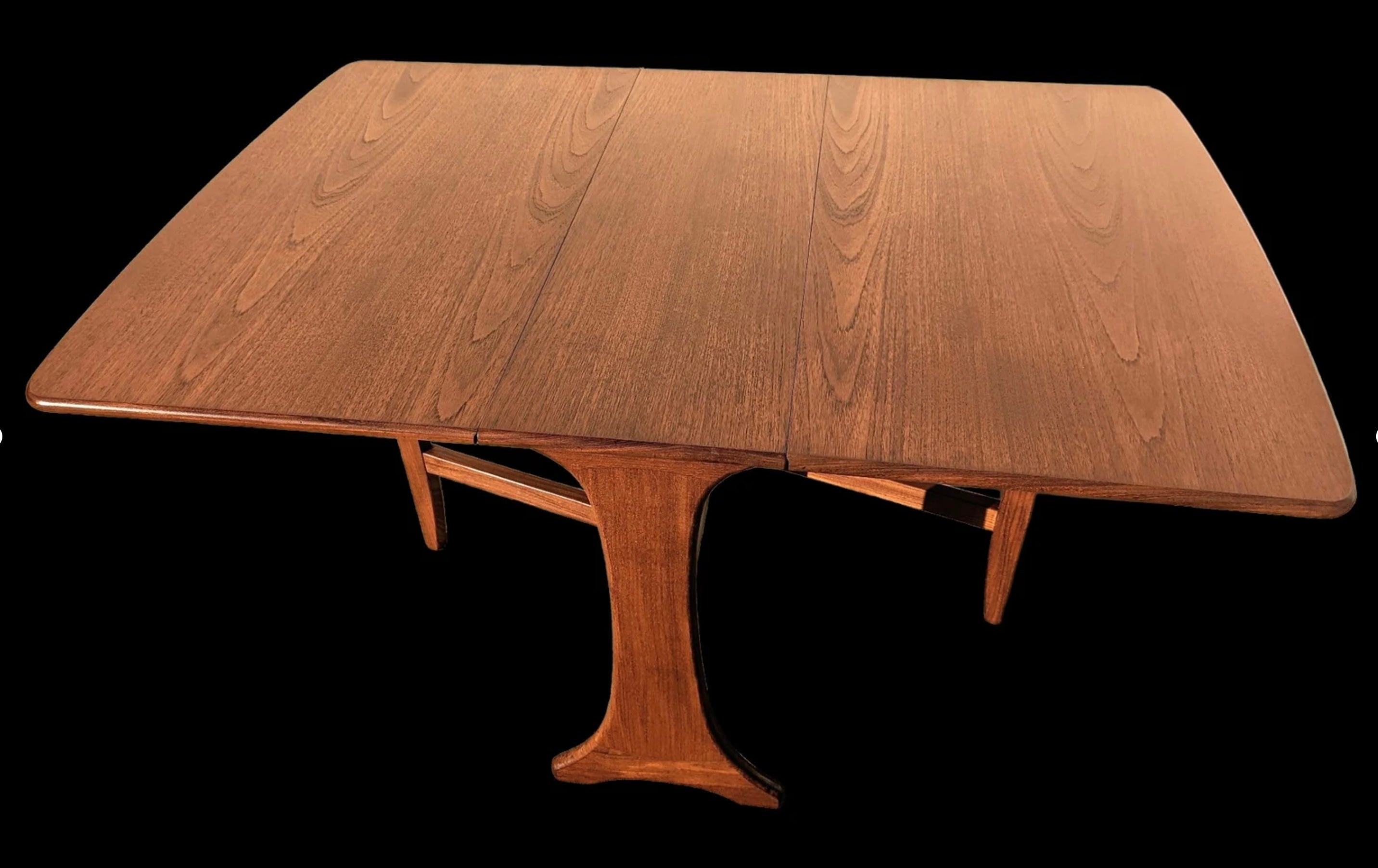 Mid Century English Modern Drop Leaf Dining Table