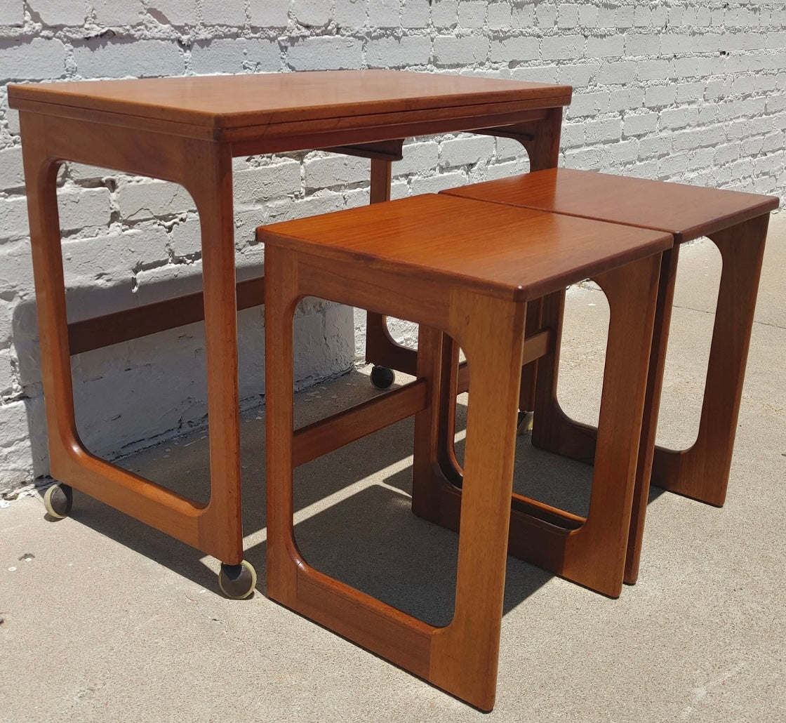 Mid Century English Modern Flip Top Nesting Tables