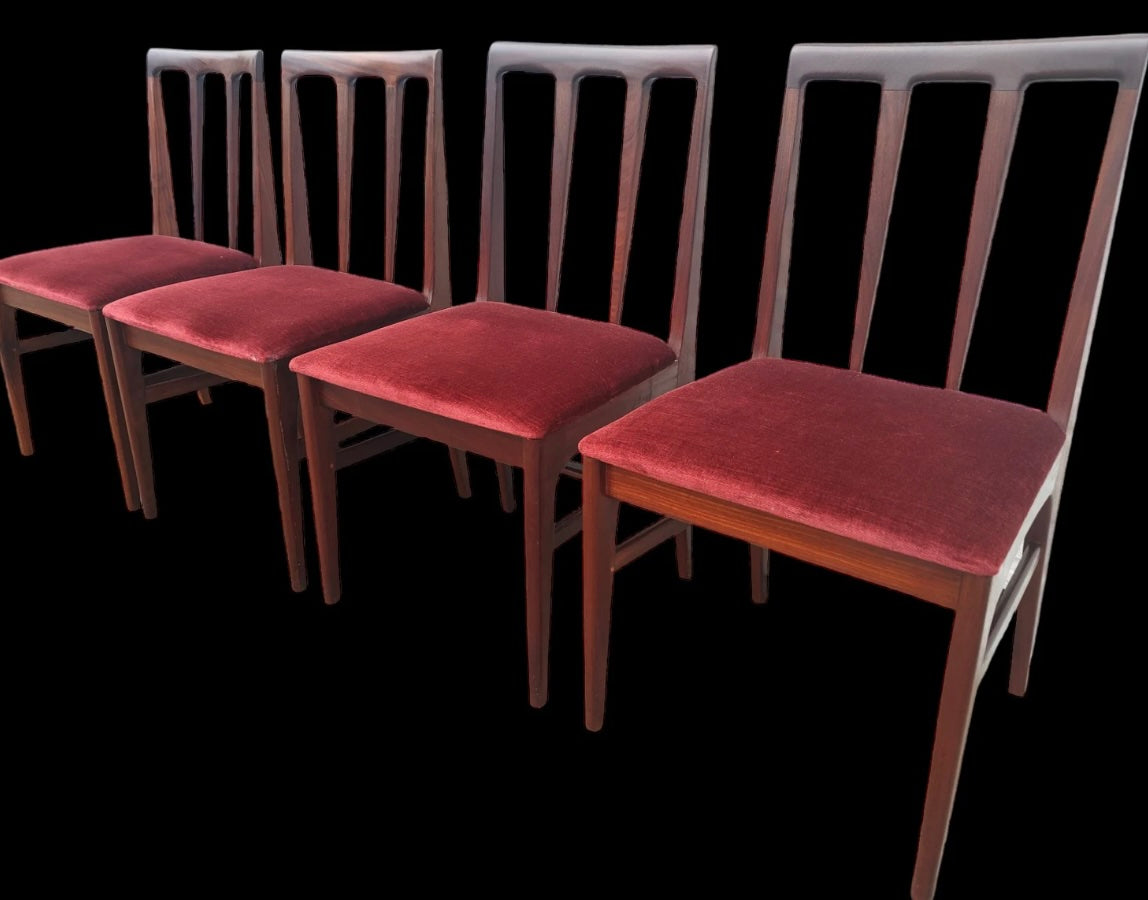 Mid Century English Modern Solid Teak Dining Chairs by Younger