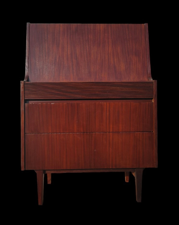 Mid Century English Modern Teak Drop Front Desk