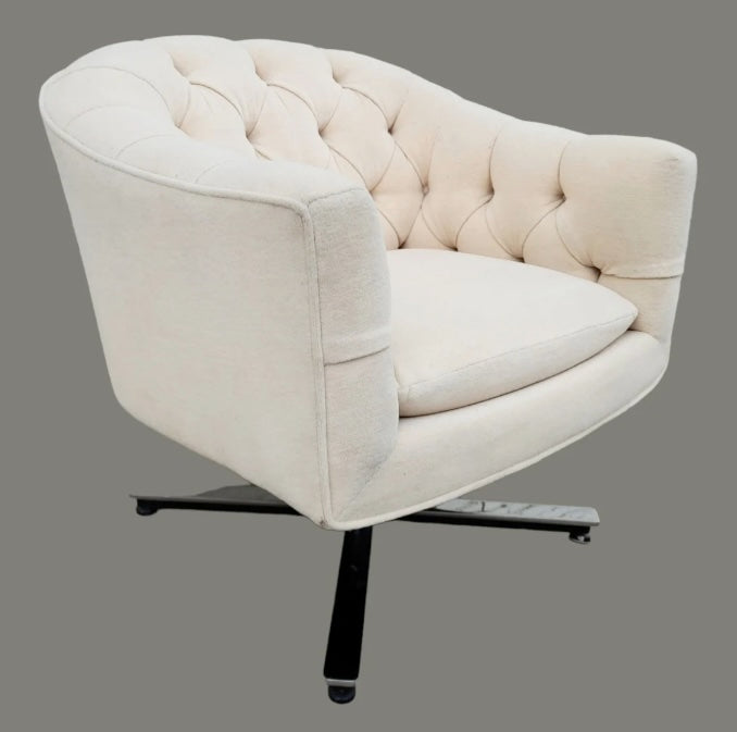 Mid Century Modern Crushed Velvet Tufted Pod Chair