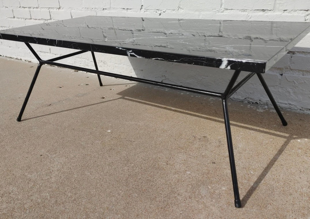 Mid Century Modern Marble and Iron Table