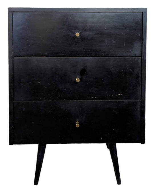 Mid Century Modern Paul McCobb Black Lacquer Three Drawer Dresser