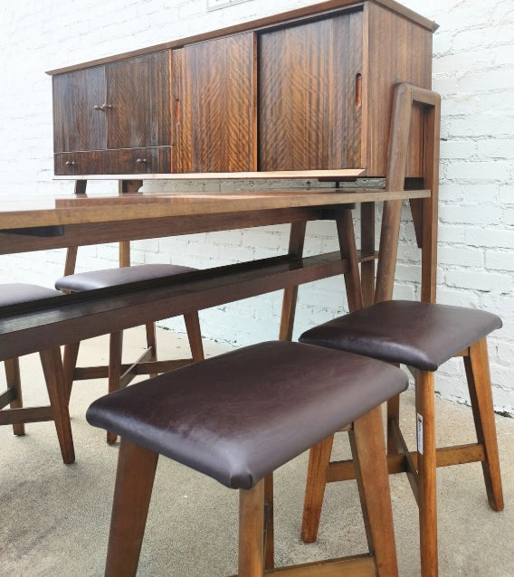 Mid Century Modern Teak Cabinet and Extendable Table and Chairs