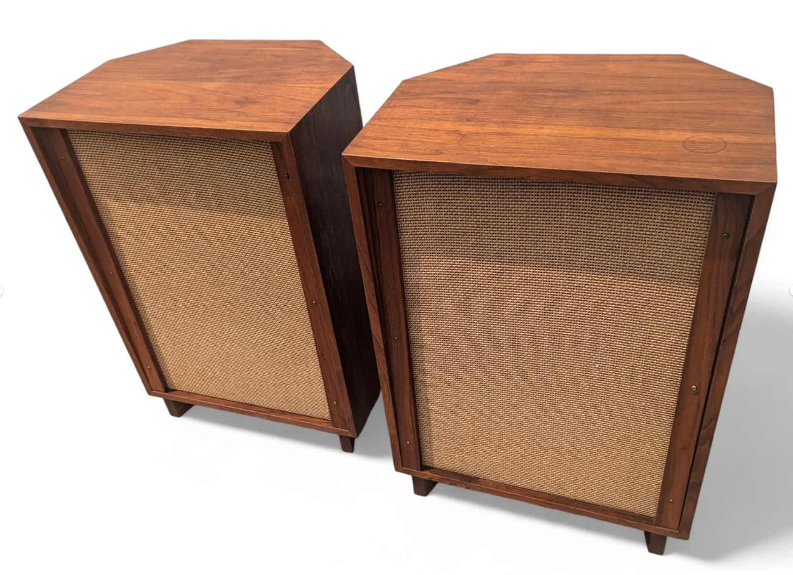 Modern Jensen Walnut Framed Cabinet Speakers