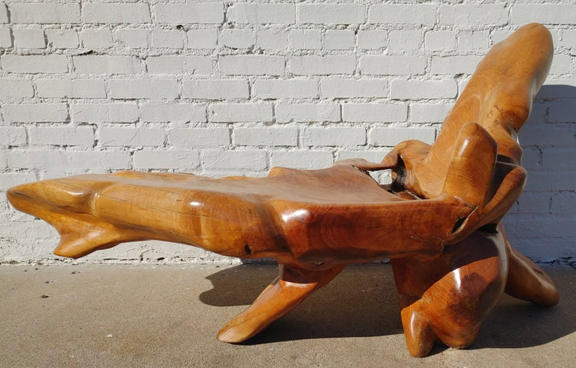 Modern Solid Teak Root Table/Bench