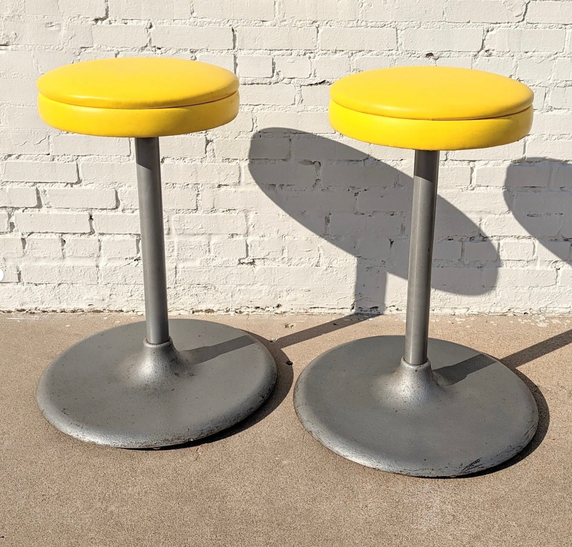 Modern Steel and Vinyl Tall Barstools