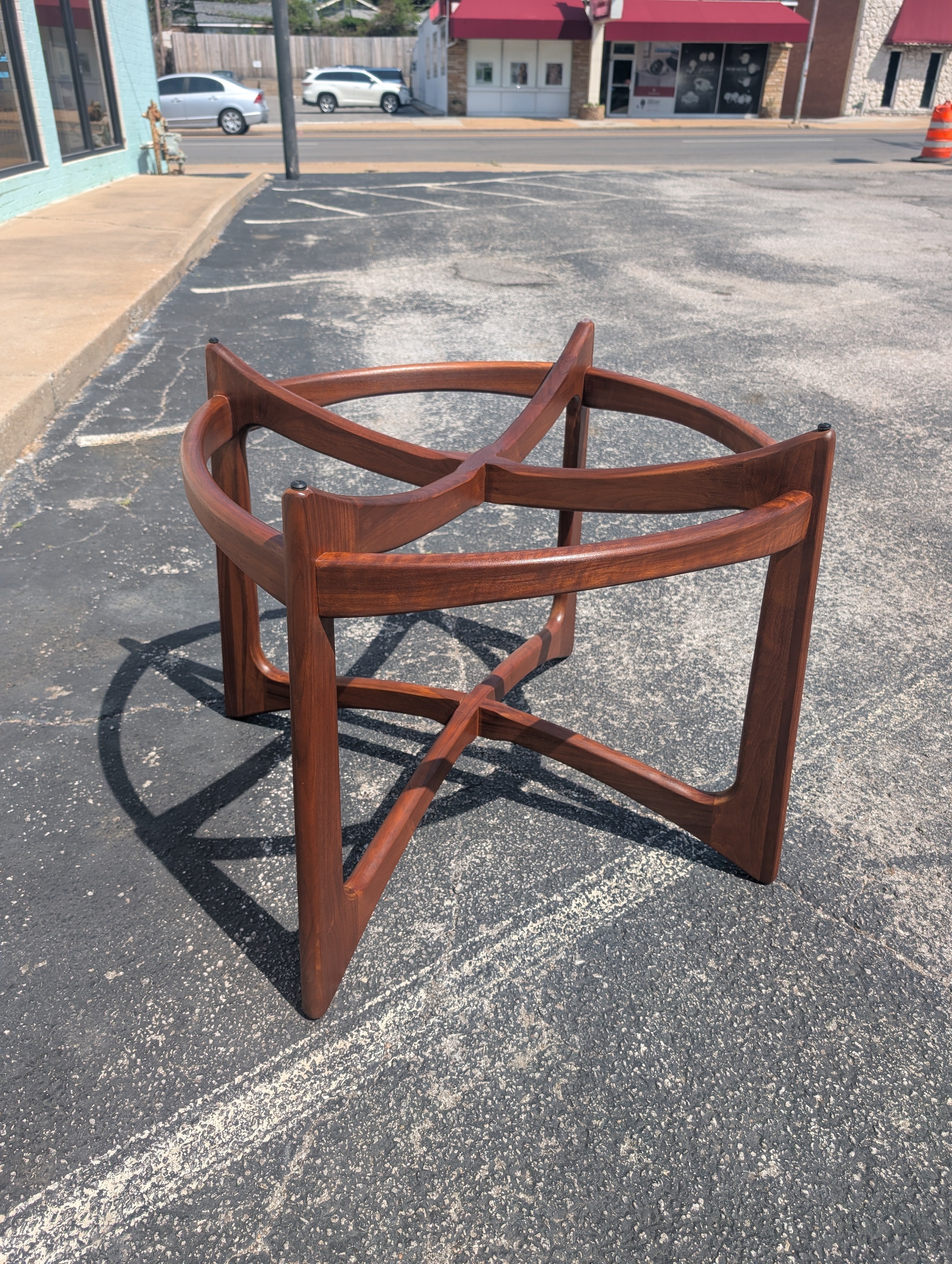 Mid Century Modern Adrian Pearsall Walnut and Glass Compass Dining Table