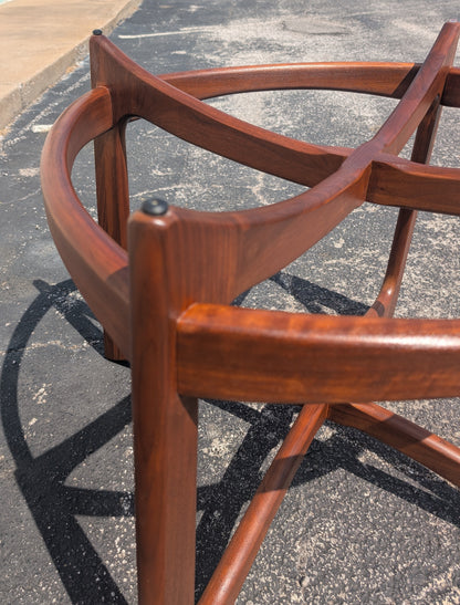 Mid Century Modern Adrian Pearsall Walnut and Glass Compass Dining Table
