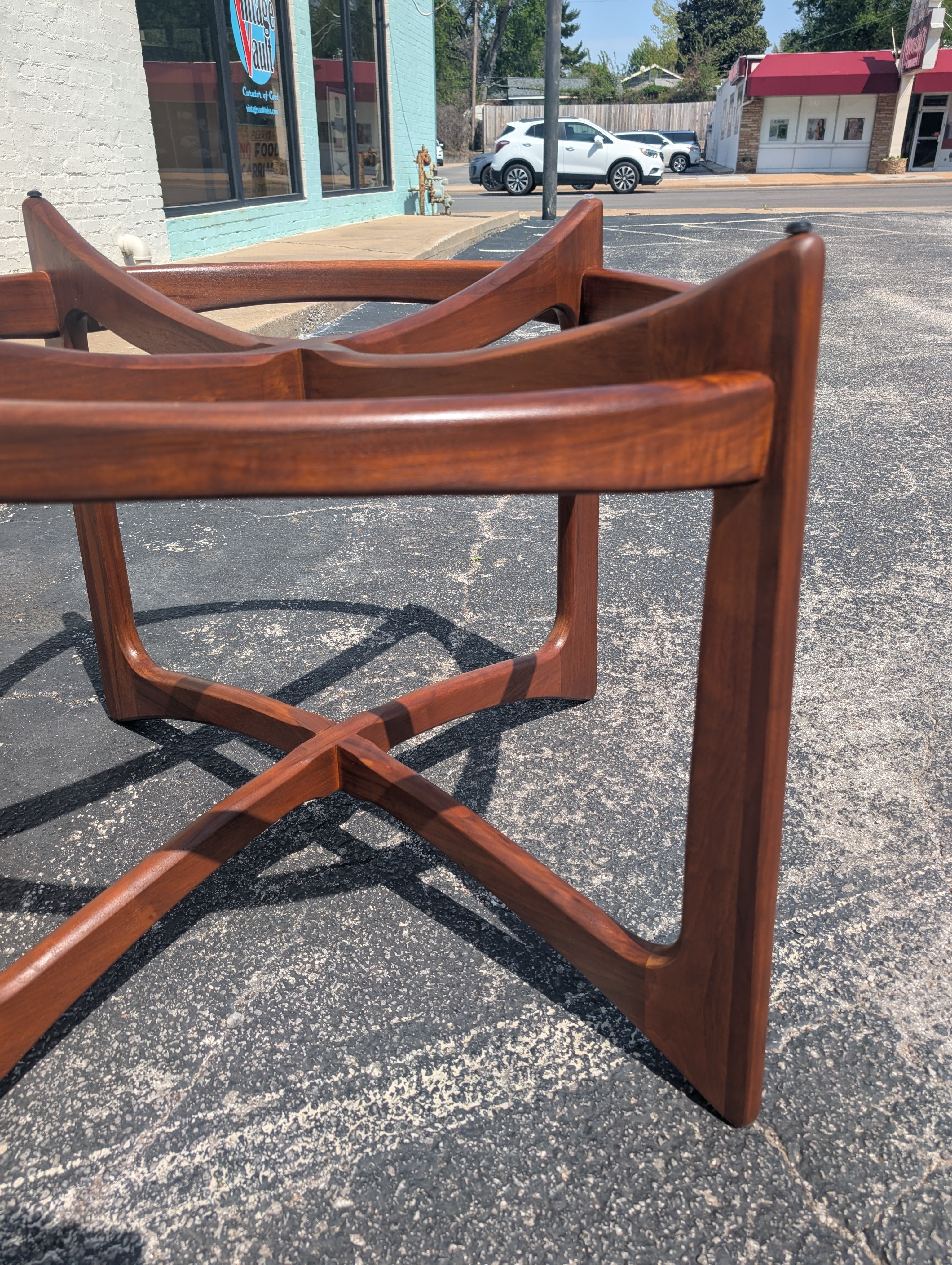 Mid Century Modern Adrian Pearsall Walnut and Glass Compass Dining Table