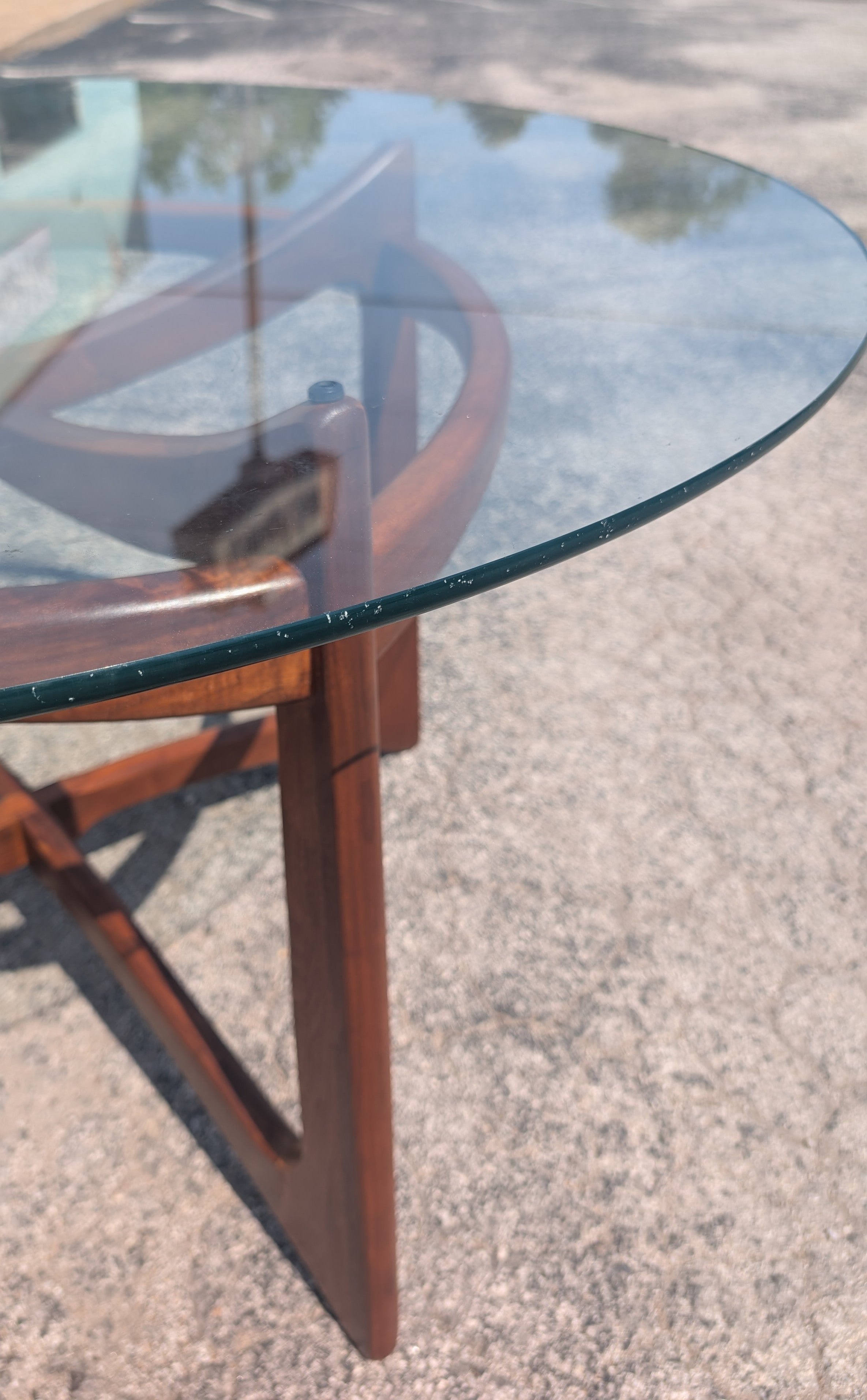 Mid Century Modern Adrian Pearsall Walnut and Glass Compass Dining Table