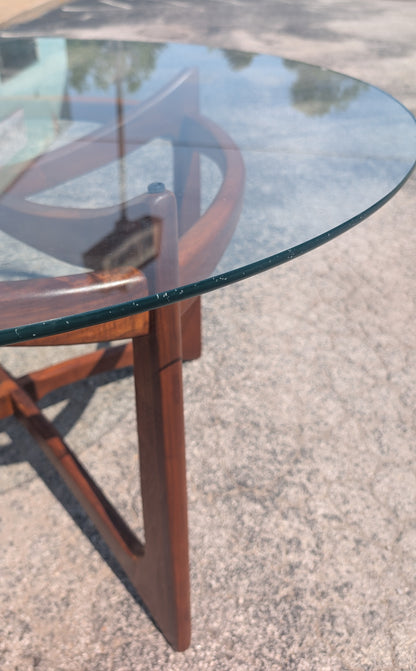 Mid Century Modern Adrian Pearsall Walnut and Glass Compass Dining Table