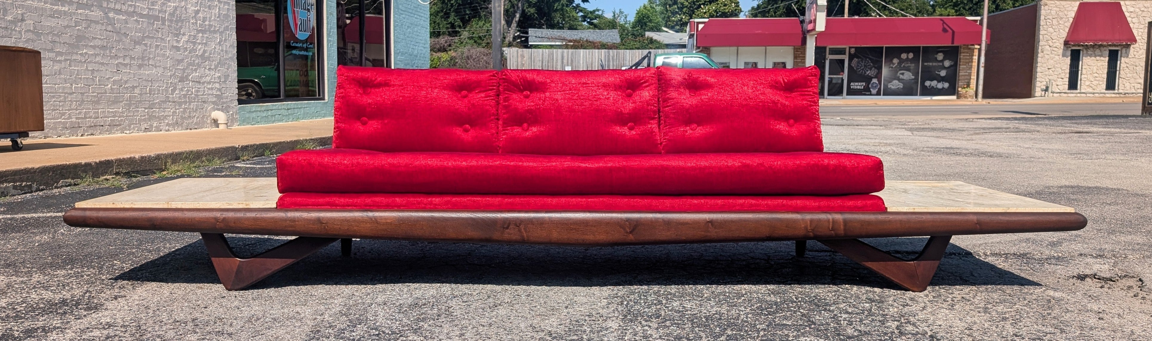 Mid Century Modern Adrian Pearsall Tavertine Side Table Boomerang Leg Sofa