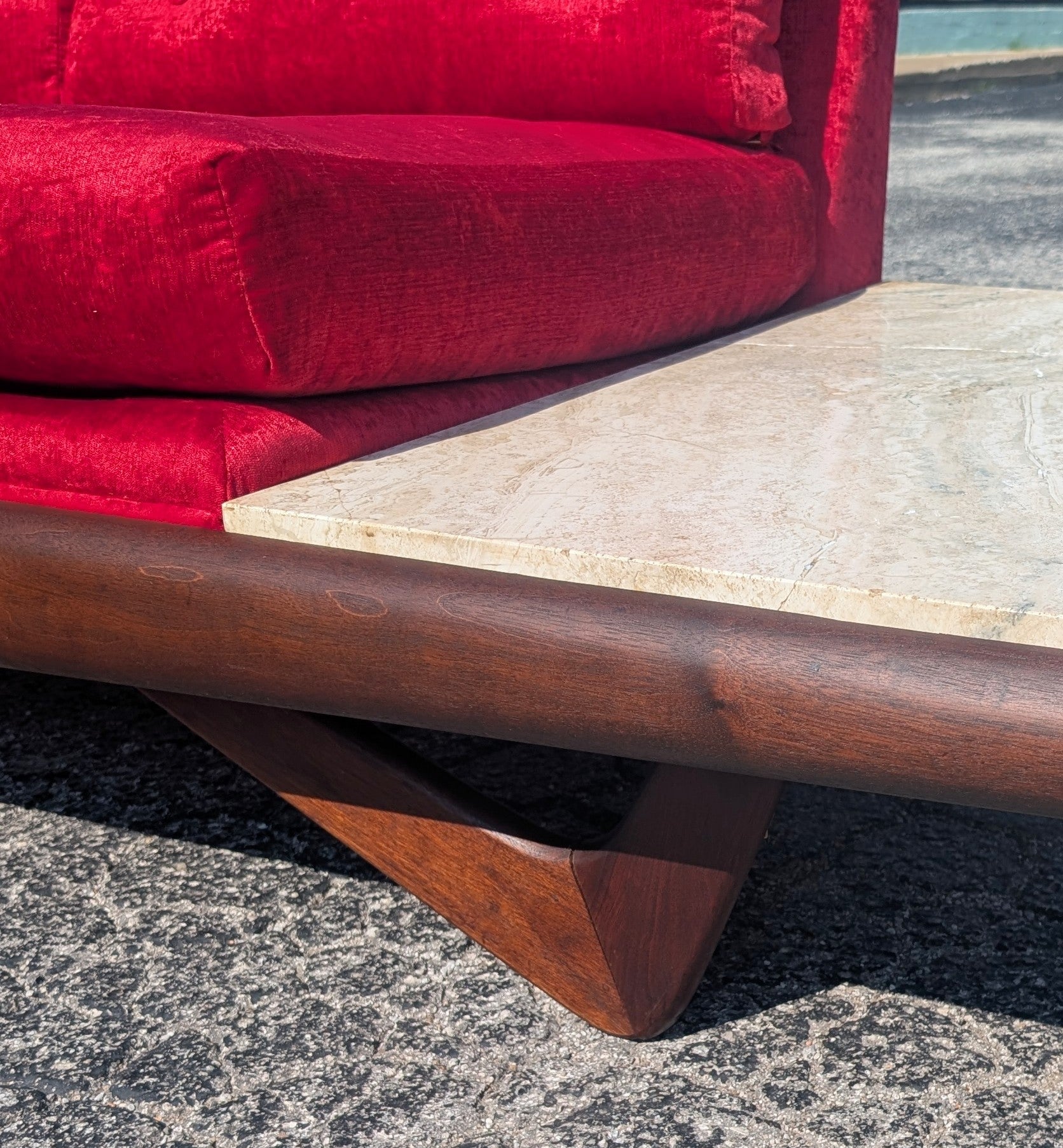 Mid Century Modern Adrian Pearsall Tavertine Side Table Boomerang Leg Sofa