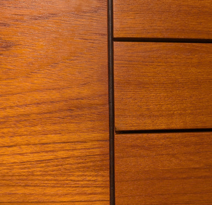 Mid Century English Modern Credenza with Leather Pulls