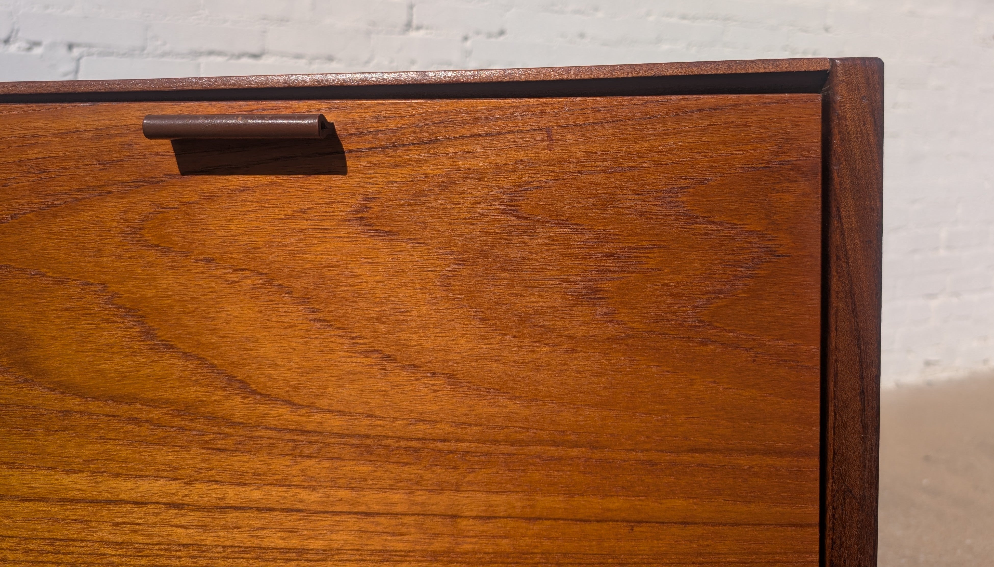 Mid Century English Modern Credenza with Leather Pulls