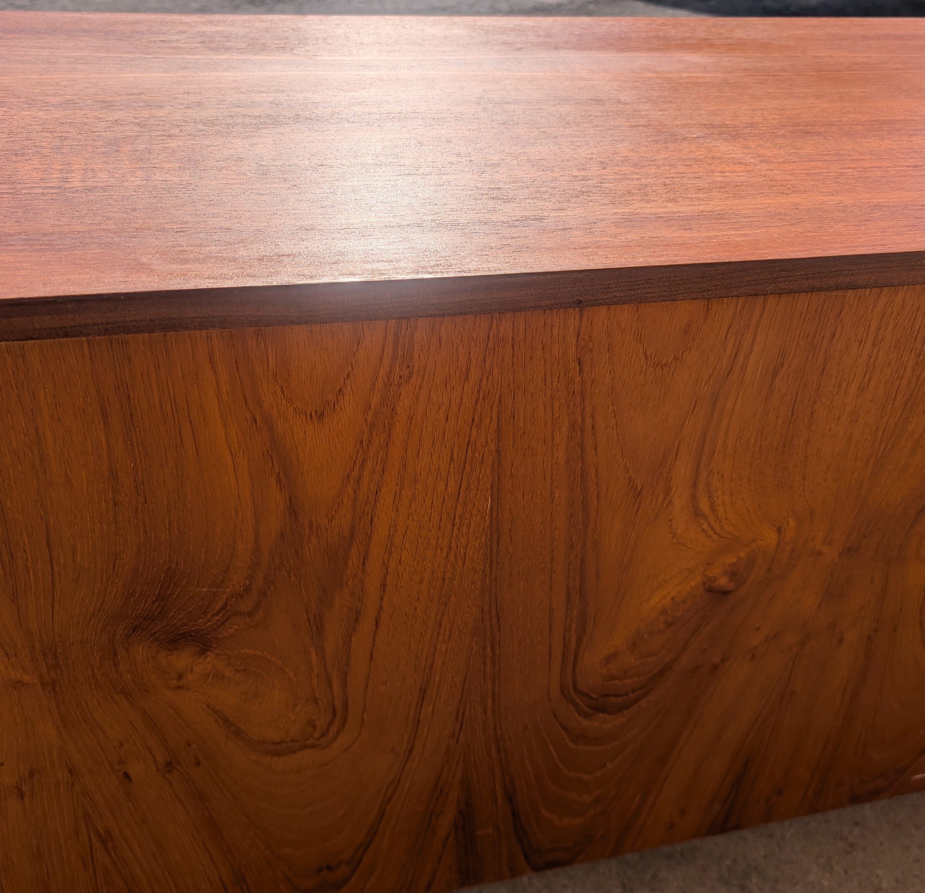 Mid Century English Modern Credenza with Leather Pulls