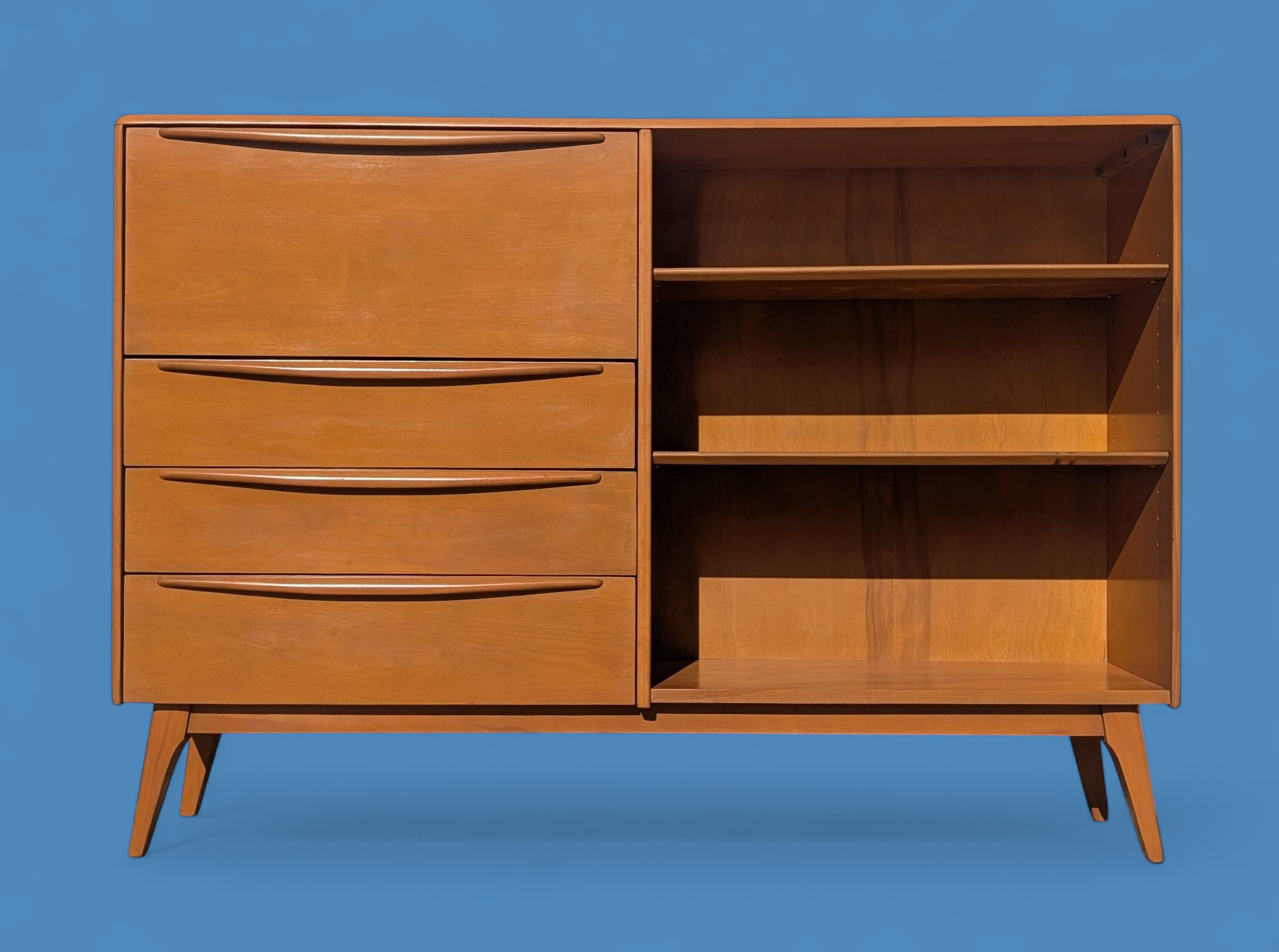 Mid Century Modern Heywood Wakefield Solid Birch Drop Front Cabinet