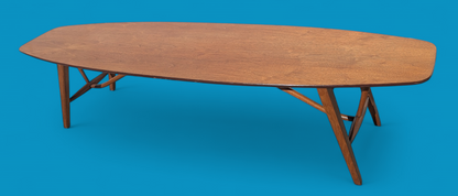 Mid Century Modern Drexel Surfboard Coffee Table