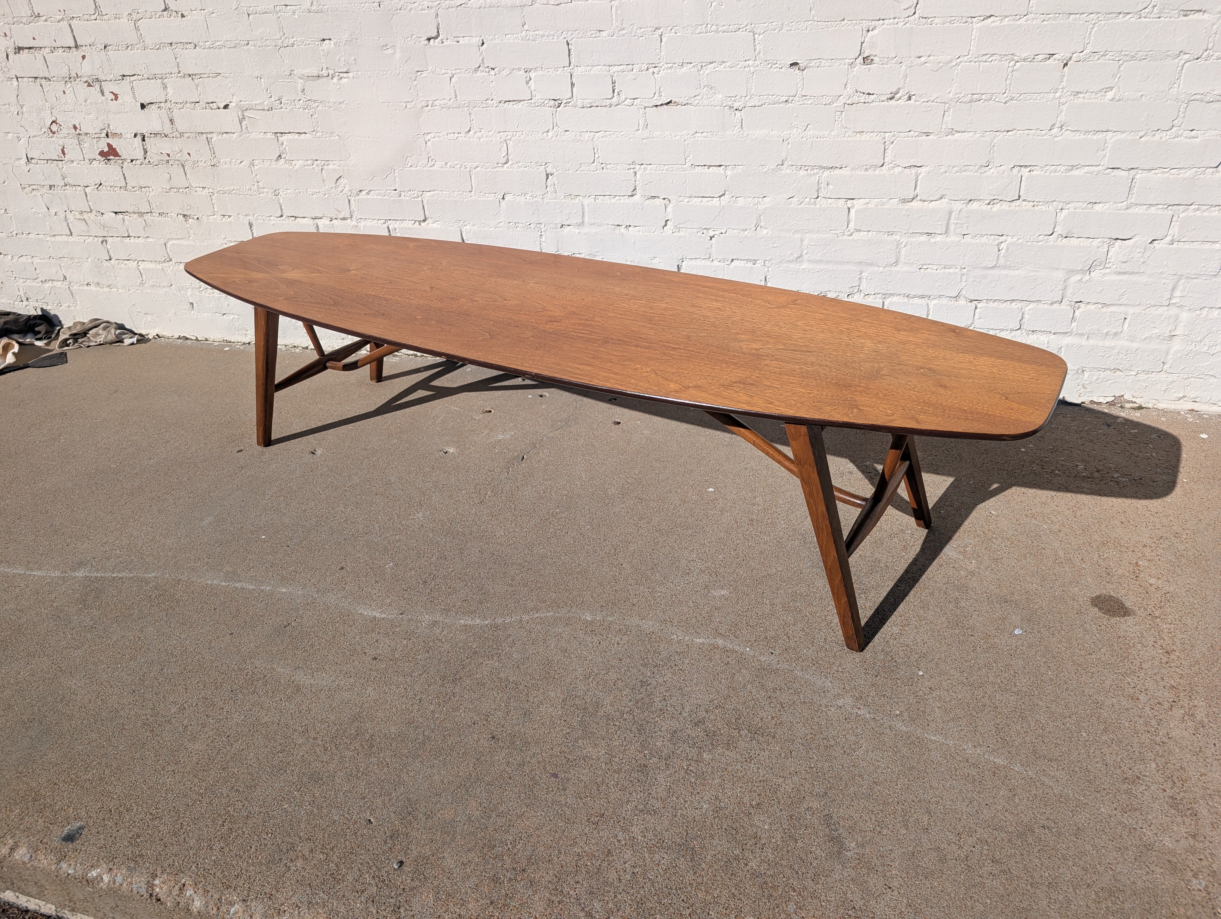 Mid Century Modern Drexel Surfboard Coffee Table