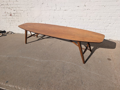 Mid Century Modern Drexel Surfboard Coffee Table