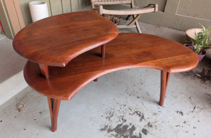 Mid Century Modern Amorphic Sculptural Walnut Coffee Table in Manner of Bissman