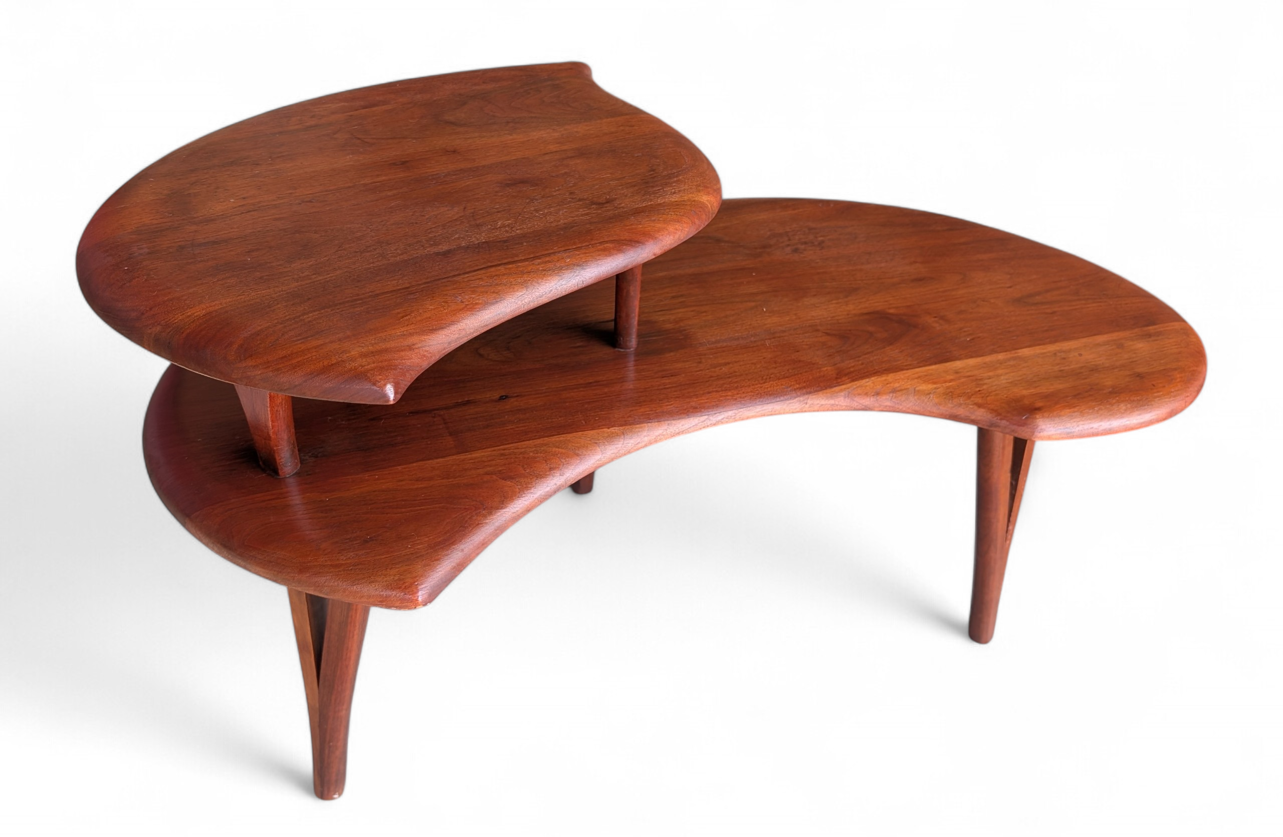 Mid Century Modern Amorphic Sculptural Walnut Coffee Table in Manner of Bissman