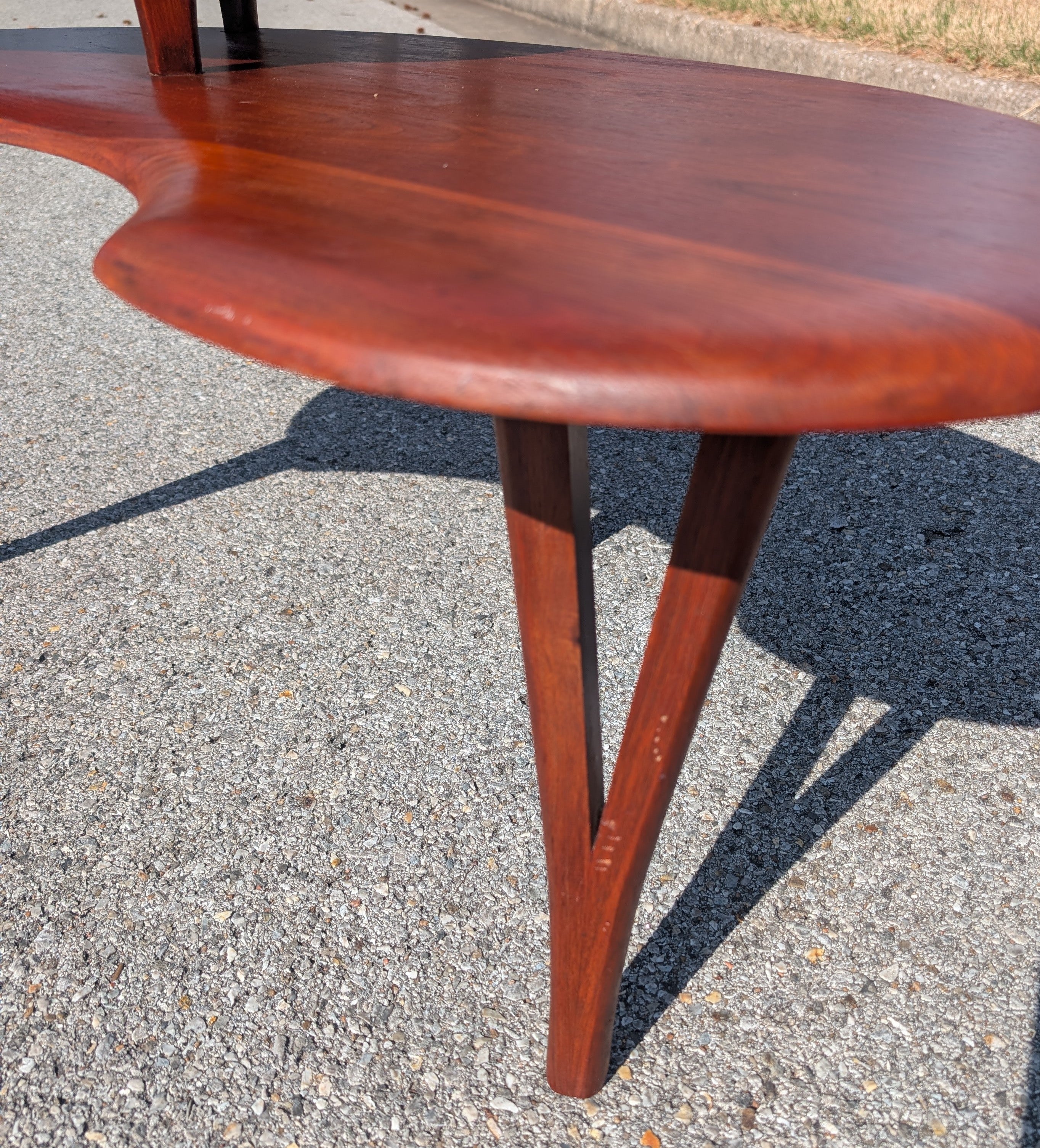 Mid Century Modern Amorphic Sculptural Walnut Coffee Table in Manner of Bissman