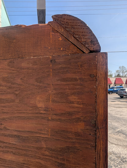 Rustic Old English Oak Glass Front Cabinet