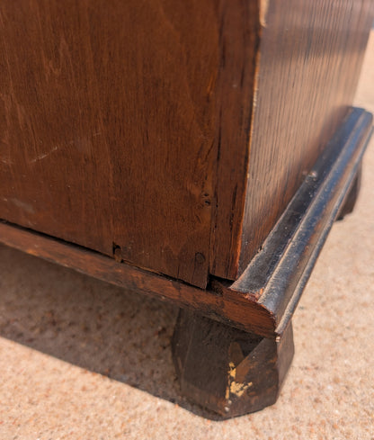 Rustic Old English Oak Glass Front Cabinet
