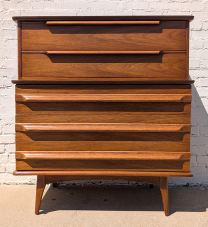 Mid Century Modern Sculptural Walnut Dresser by United